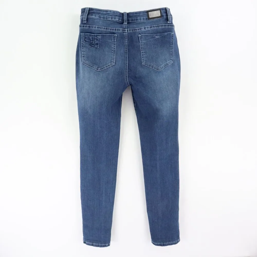Earl‎ Jean Skinny Jeans Patchwork Design Womens 8 Blue Mid Rise Stretch